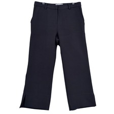 BATON Cropped Wide Leg Pants Women Size M Black Polyester Trousers