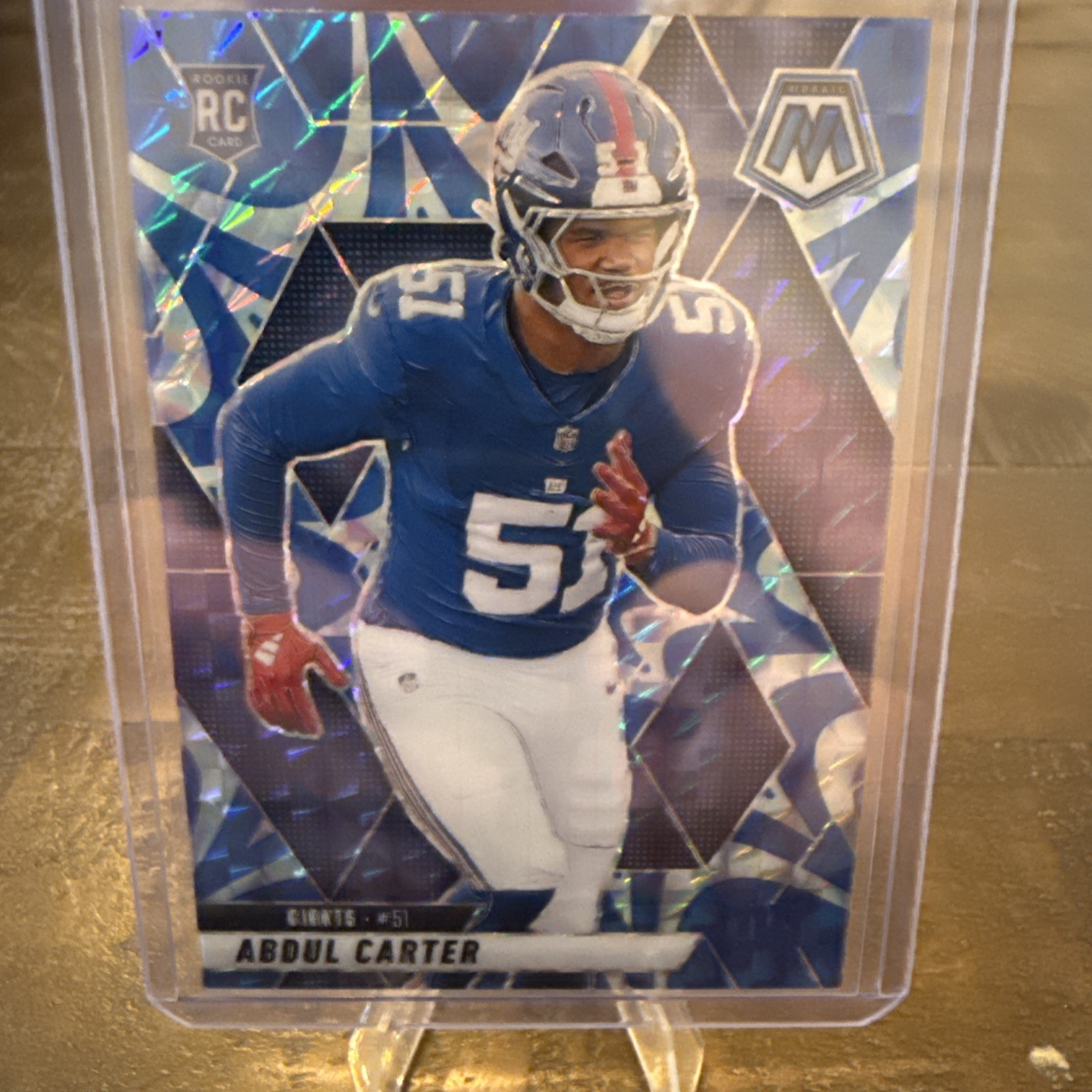 2025 Mosaic Football Abdul Carter #317 Mosaic Blue Reactive Prizm RC NY Giants