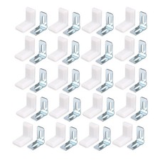 20 Sets Shelf 90 Degree Angle Brackets Corner Braces Supports White Silver Tone