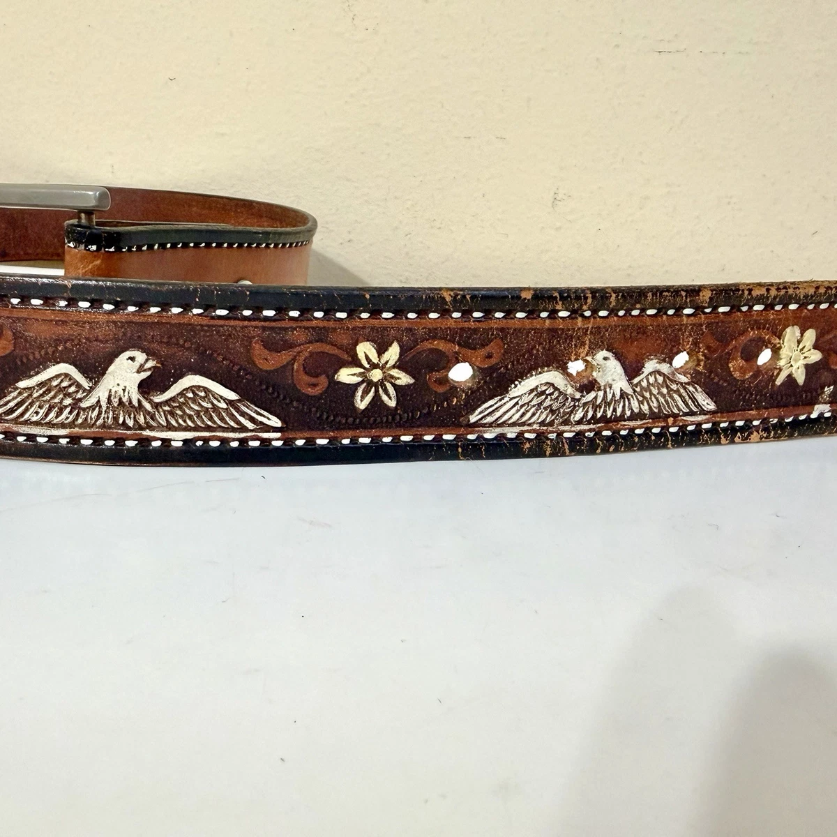 Women’s Vintage Leather Artisanal Belt sz 38 Patina | 1.5 main image 3