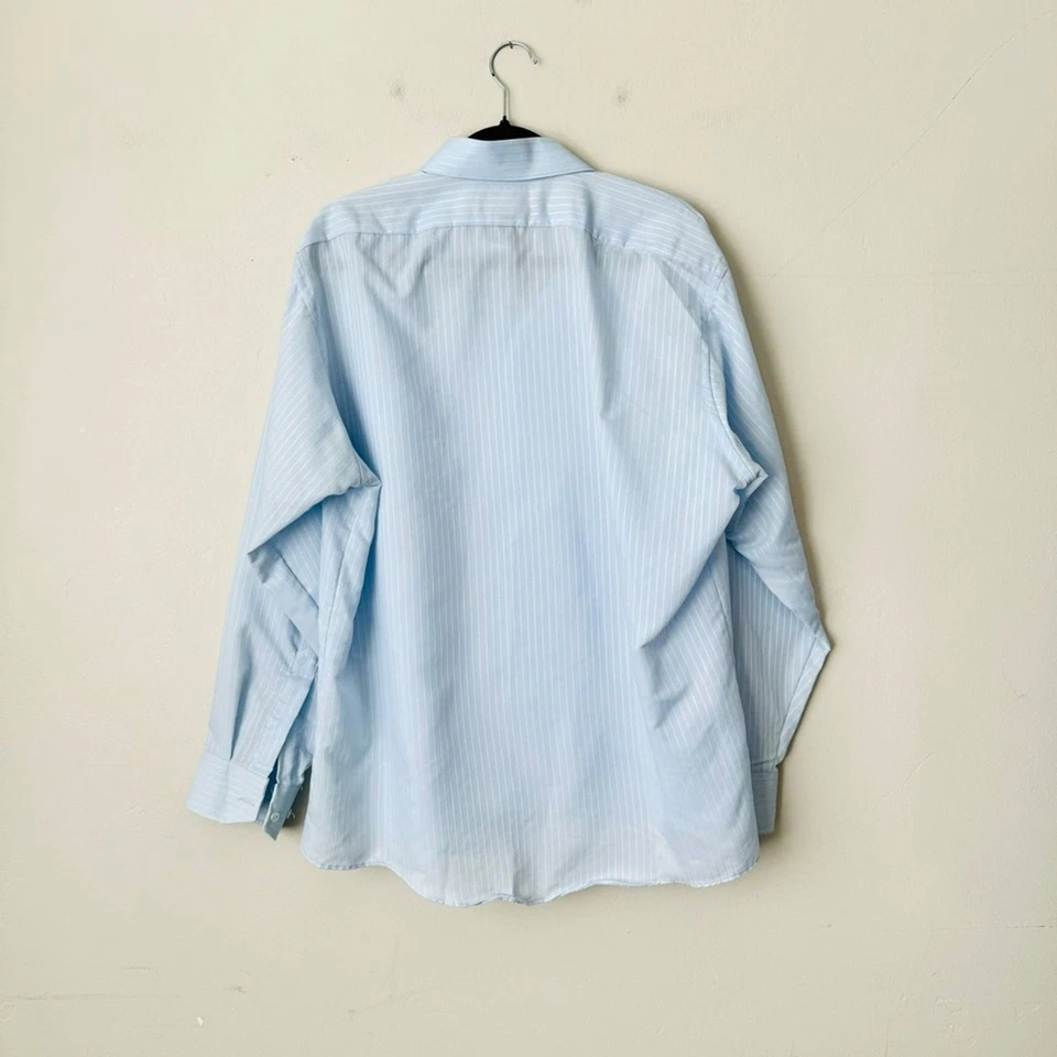 Austin Manor Performance Plus Light Blue Striped Button-Up Shirt Men’s Size 17 - Image 2 of 4
