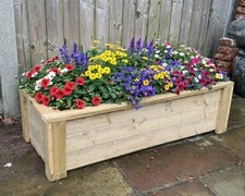 Fioriera da giardino in legno rettangolare GRANDE premium fatta a mano