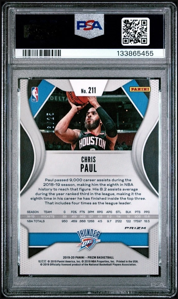 Baloncesto Panini Prizm 2019 Chris Paul Green Pulsar/25 PSA 9 #211 SSP POP 2 Foto 2 de 3