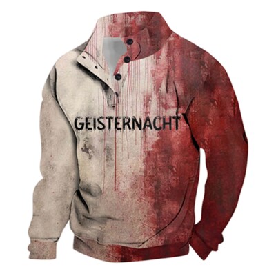 Horror Mock Neck Bloody Shirt Problem Gelöst Sweatshirt Halloween Polo Pullover