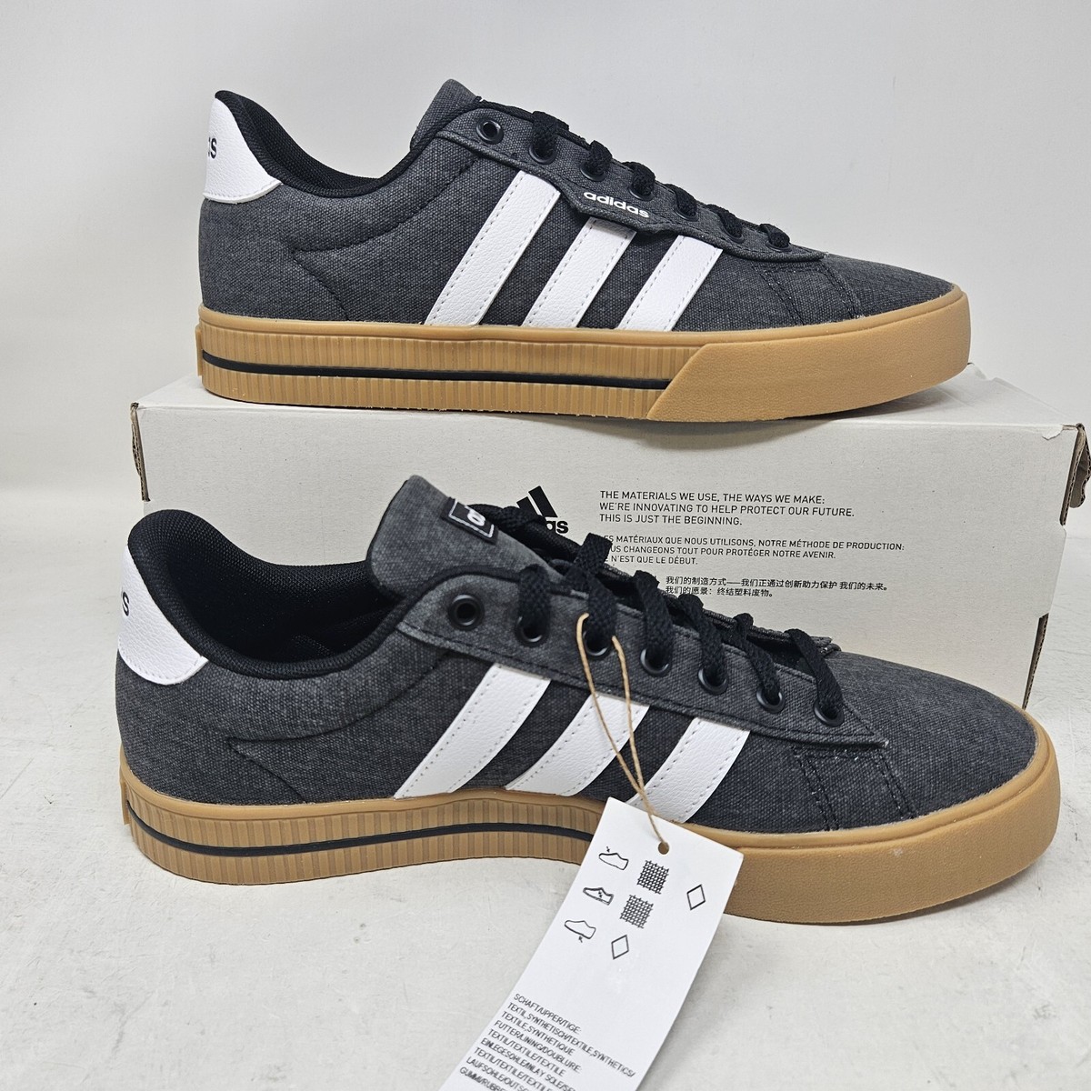 Mens Adidas Daily 'Dark Grey/Gum' Skateboarding Shoes HP6032 /Sizes  13