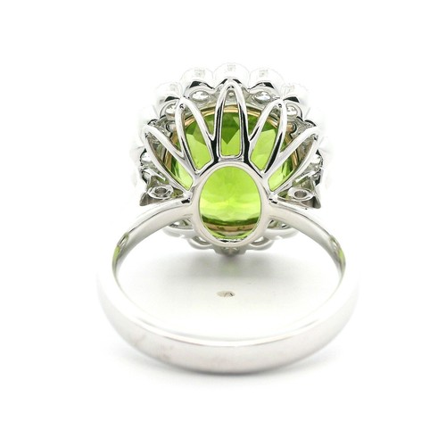 Peridot Diamond F VS 18K Ring Two-Tone Gold AGL Cert 9CTW Fine Premium Quality - Picture 6 of 9