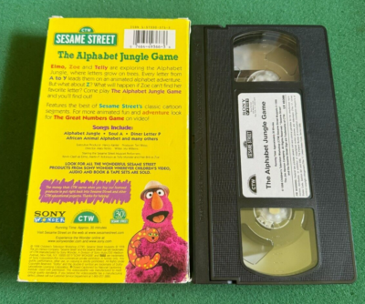 Sesame Street - The Alphabet Jungle Game (VHS, 1998) + FREE DVD