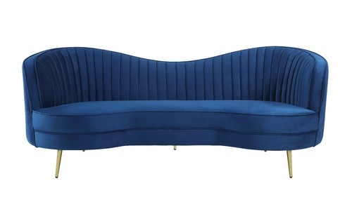 Coaster 506861-S3 Sophia 3pc Curved Sofa Set Couch Loveseat Chair Blue Velvet - Picture 2 of 12