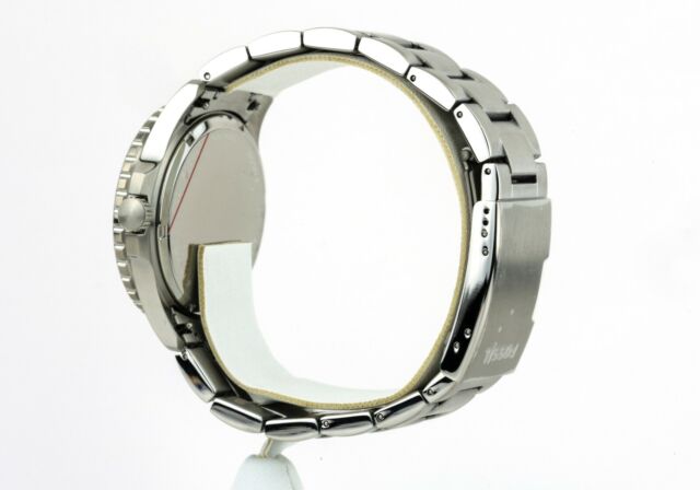 腕時計、アクセサリー メンズ腕時計 Fossil Mens Fb-01 Silver Stainless Steel Blue Red 100m Watch 