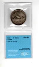 CCS Graded 1950 Canada Silver Dollar coin MS-62 Logs on Island