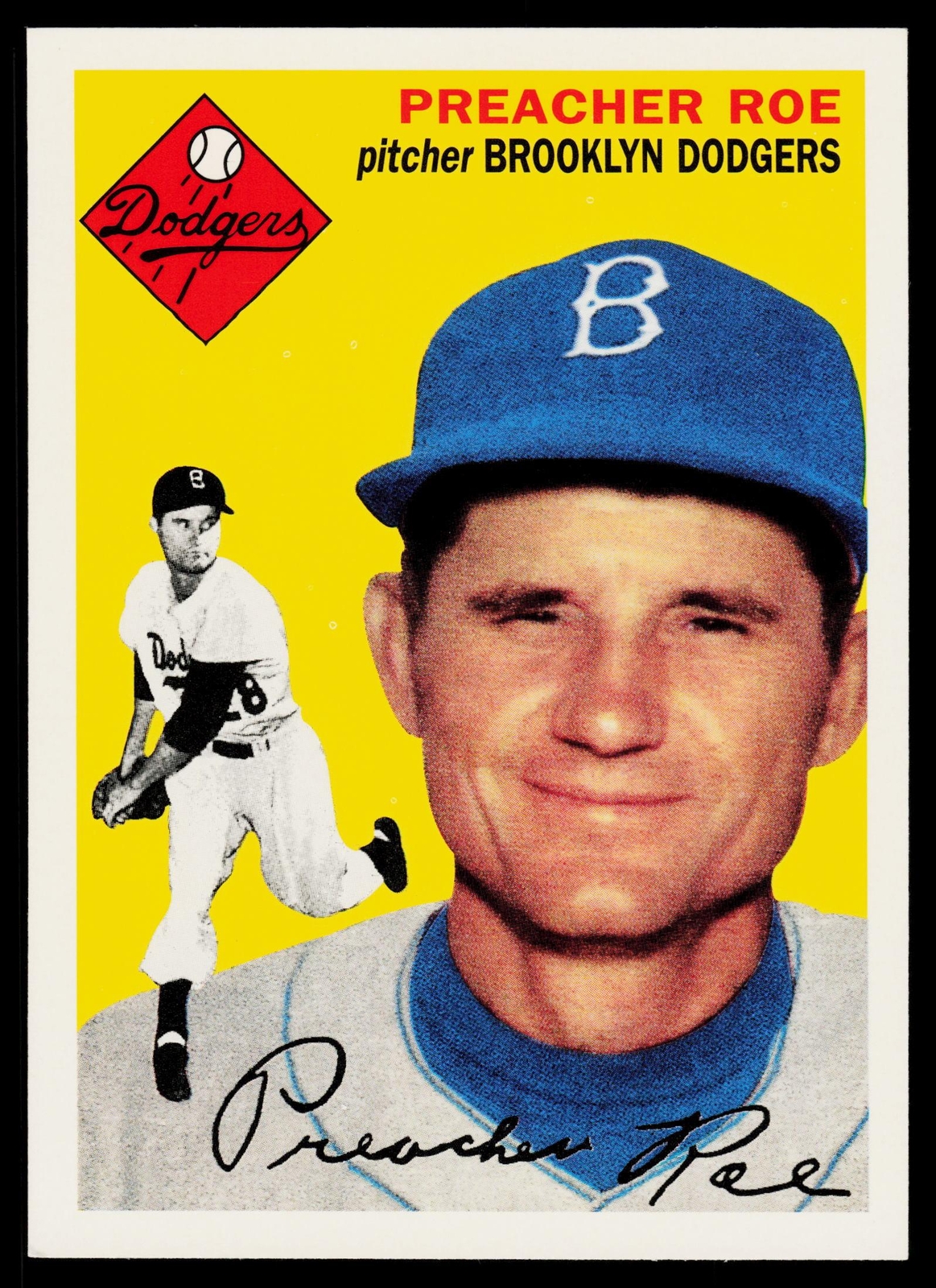 1995 Topps / 1954 Topps Reprint / Canadian Preacher Roe Brooklyn Dodgers No.14