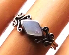 Dainty Vintage 925 Sterling Silver Ring Iridescent Mother of Pearl ~ Size 7