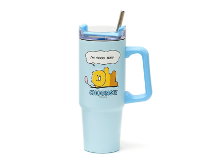 Kakao Friends Choonsik Cartoon Blue Large Capacity Handle Tumbler