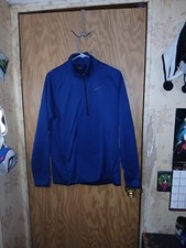 Nike Dri-Fit Jacket Blue With Black Trim 1/2 Zip Pullover Mens Size Medium