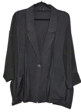 Marla Wynne Black Semi-sheer Chiffon Modern Blazer Silhouette- Size M + Tags