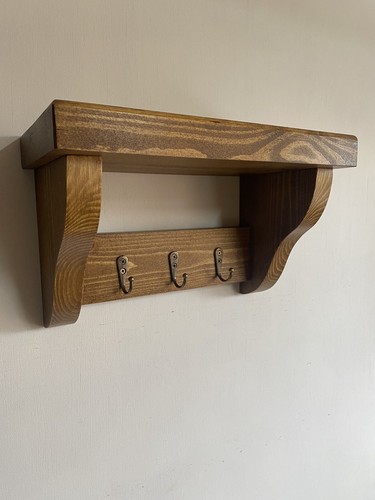 Key Rack+Shelf Floating Rustic Handmade Wooden Key Holder - Picture 4 of 6