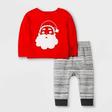 Cat Jack Christmas Outfit 2 pc Santa Sweat Shirt Fleece Pant Sizes New