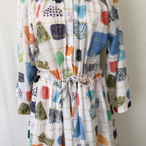 Gorman x Julia Flanagan Dress Size 12 Dot Com Smock Oversized Cotton Colourful - Picture 6 of 10
