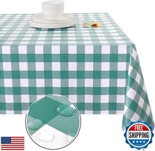 Obstal 100% Waterproof Vinyl Table Cloth, Oil-Proof Spill-Proof PVC Rectangle