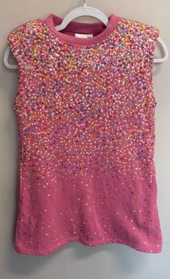 Queen Of Sparkles Girls L 12 Pink Sequin Sleeveless Dress