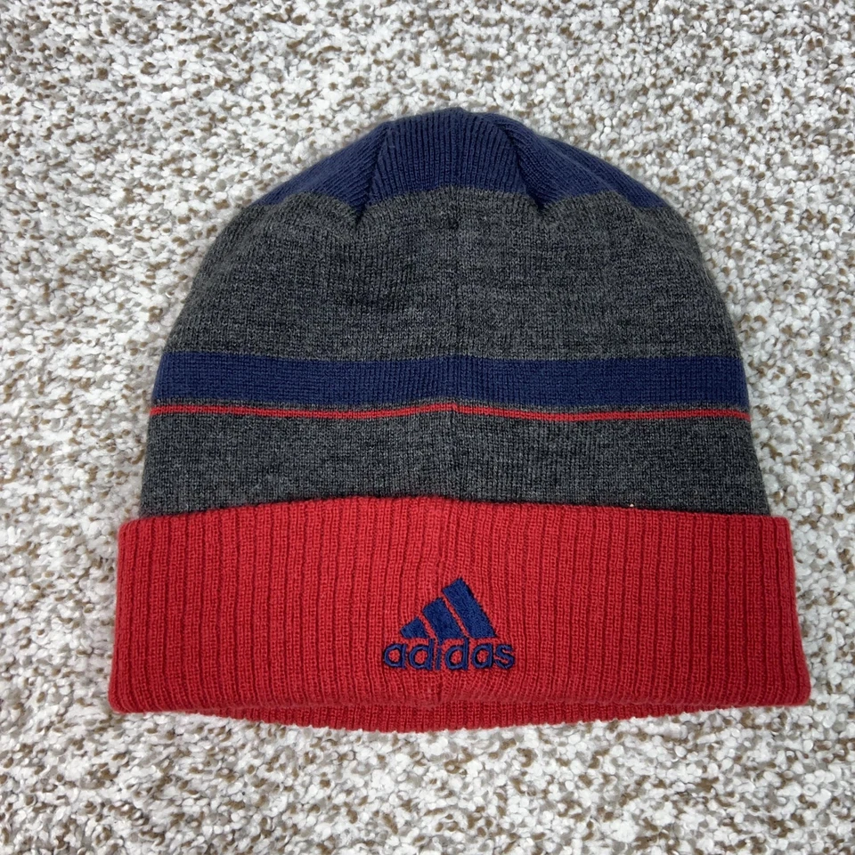 Montreal Canadiens Hat Beanie Mens One Size Red Gray NHL Hockey Adidas Knit - Image 2 of 4