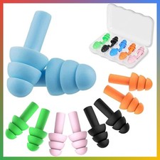 Soft Silicone Sleep Earplugs Noise Cancelling Reusable Travel 5 Pairs Case