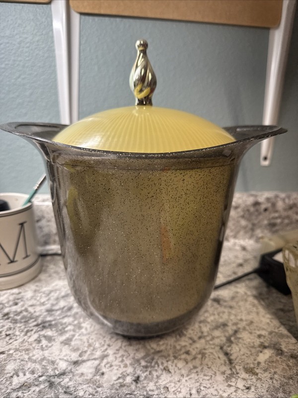 Vintage Atomic Ice Bucket  1960s Gold Glitter Barware rare