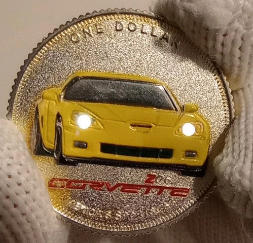 $1 Dollar .925 Silver Corvette Light Up Coin Legal Currency! Republic Of Palau