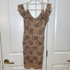 ASTR the Label Lace Floral Cold Shoulder Balletcore Whimsical Dress | Medium