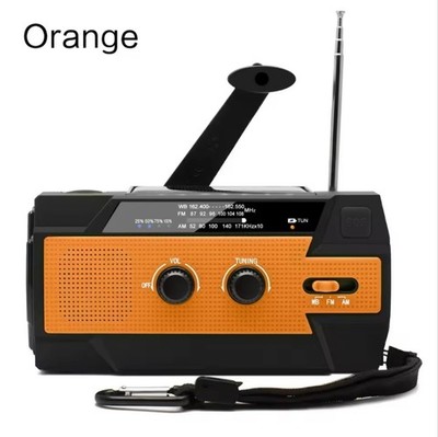 Profi-Kurbelradio Solar & Powerbank |Notfallradio AM/FM LED-Taschenlampe -Orange