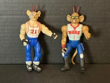 (2) VINTAGE 1993 BIKER MICE FROM MARS FIGURES HOME RUN THROTTLE SLAM DUNK VINNIE