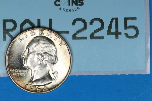 1964 BU TONED 25C WASHINGTON SILVER QUARTER EARLY US TYPE COIN RAW-2245