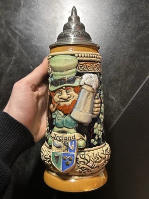 King Limited Edition Ireland Ceramic Lidded Beer Stein Irish RARE #417/10000