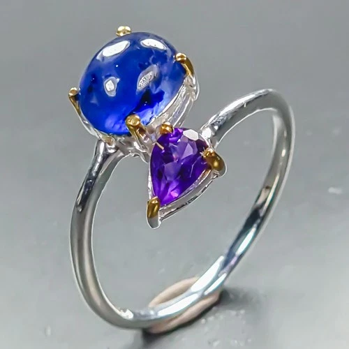Vintage ring Blue Sapphire Ring 925 Sterling Silver Size 8 /R464676