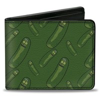 Bi-Fold Wallet Rick And Morty Pickle Rick Pose Scattered Greens (Us Import)
