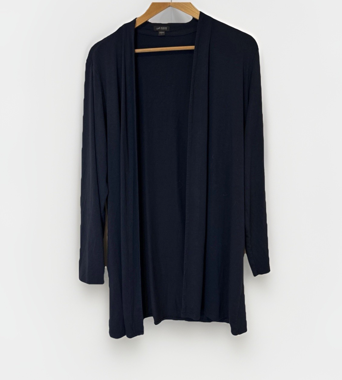 J Jill WearEver Collection Cardigan Sweater L Navy Blue Open Front Long Sleeve