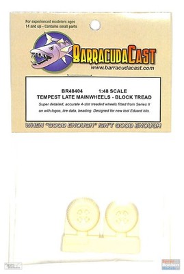 BARBR48404 1:48 BarracudaCast Hawker Tempest Late Main Wheels Block Tread (EDU