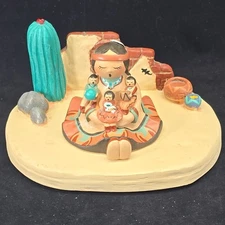 2 Piece Clay Native American Storyteller Figurine By Whitefeather Studios Tucson