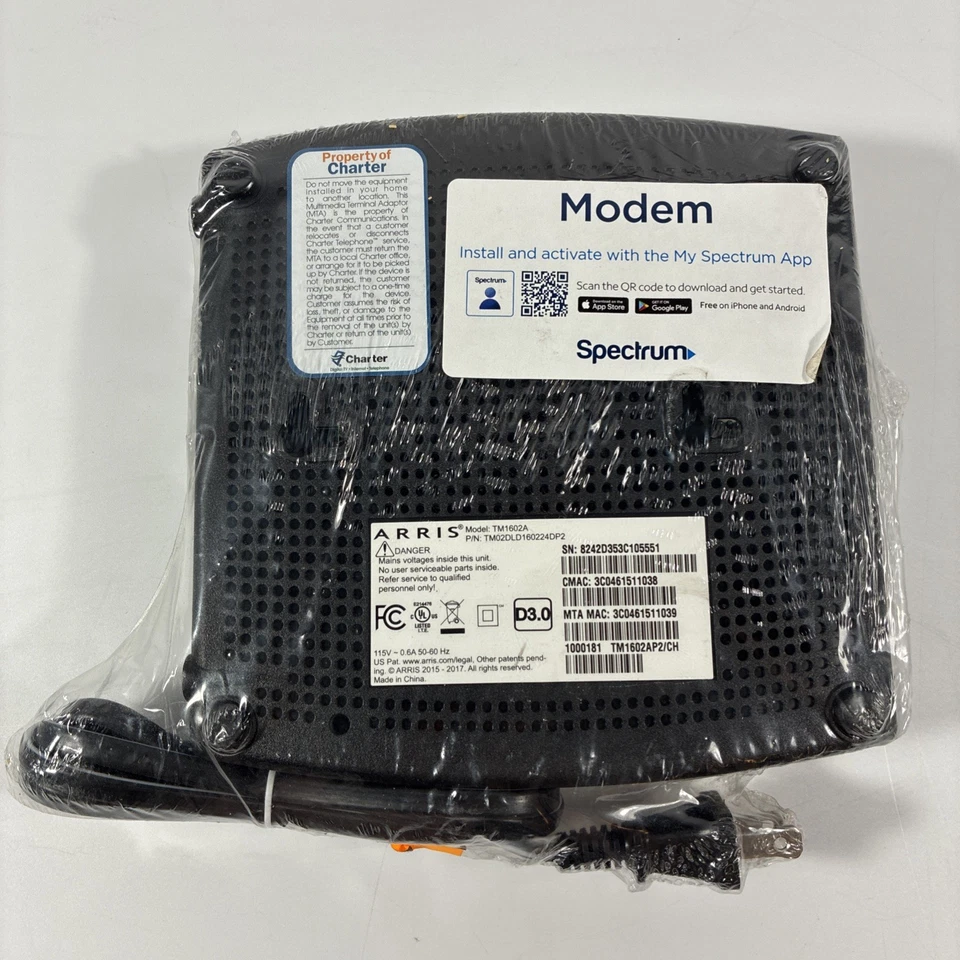 NEW Arris Touchstone TM1602A DOCSIS 3.0 Cable Telephony Modem D3.0 Spectrum - Image 2 of 4