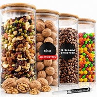 VorratsgläSer KüChe Aufbewahrung Glas Luftdicht Bambusdeckel 4X 1400Ml Set