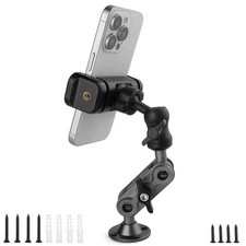 Wall Mount Phone Holder Drilling Base Heavy Duty iPhone Stand,360° Adjustable...