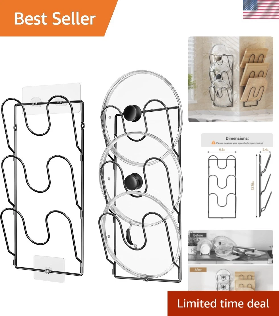 2 Pack Pot Lid Organizer Rack for Cabinet Door, 6-Tier Pot Lid Holders inside...