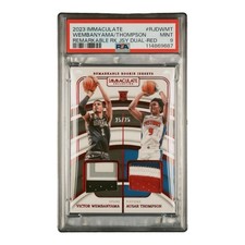 Panini Immaculate Remarkable Rookie Dual Patch Wembanyama Thompson /25 PSA 9