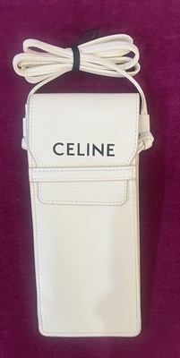 CELINE White Leather Crossbody  Bag for Cell Phone/Sunglasses - See Description