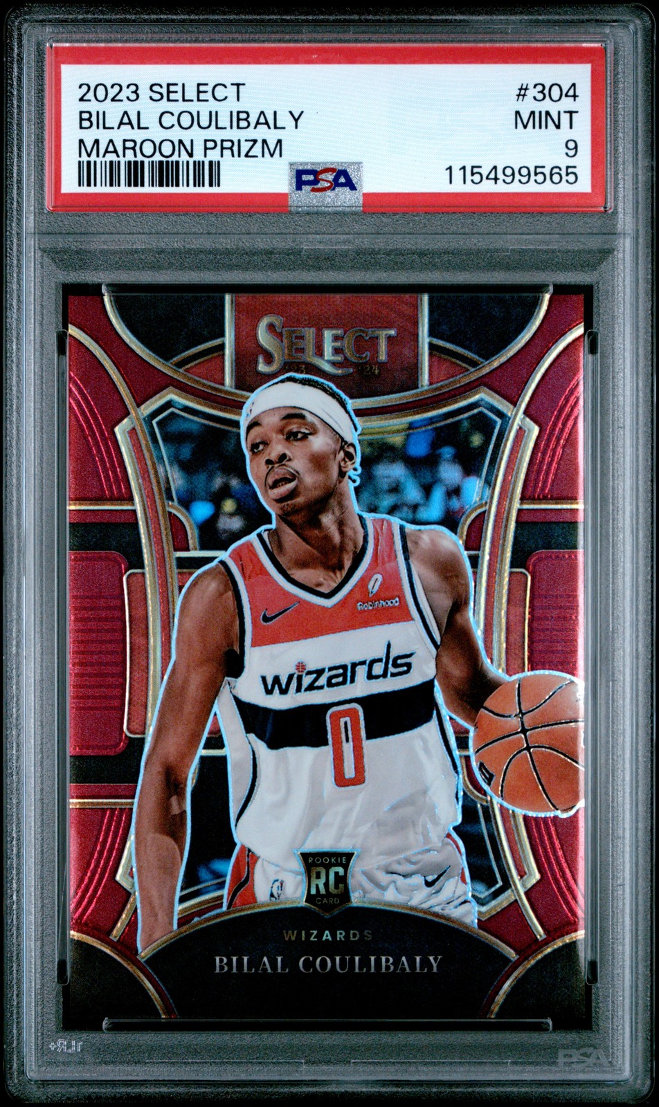 2023 PANINI SELECT MAROON PRIZM #304 BILAL COULIBALY 61/175 PSA 9
