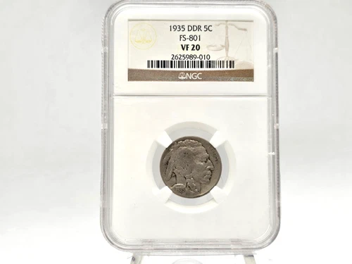 1935 DDR NGC VF20 U.S. Mint Buffalo Nickel **Mint Error!** 89-010