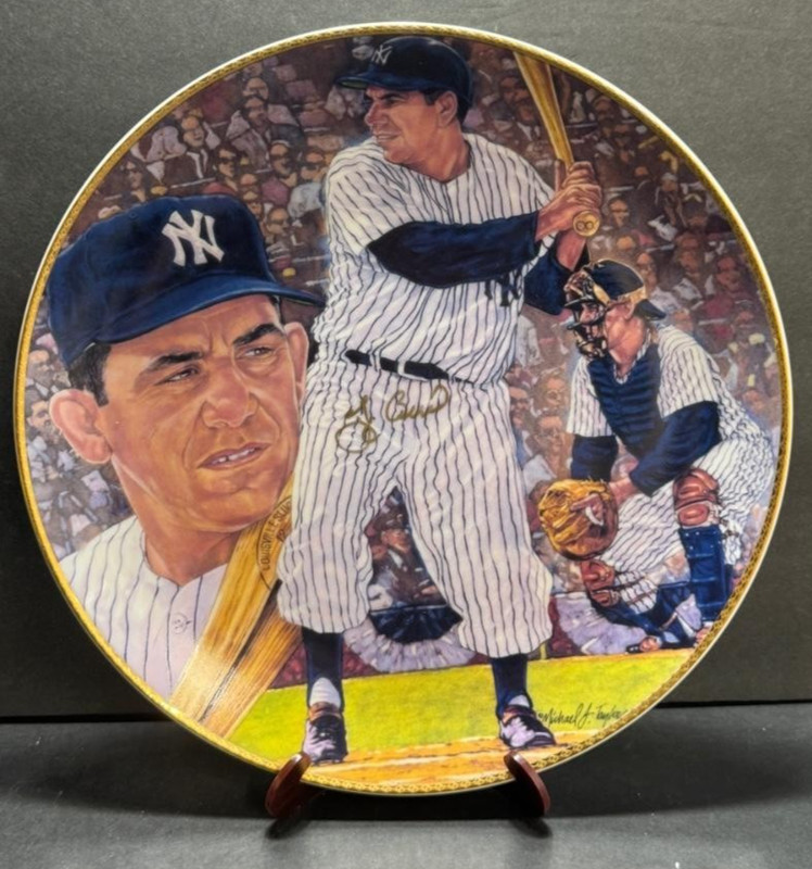 Yogi Berra #8 1990 Gartlan Plate "It Ain't Over" New York Yankees HOF Signed