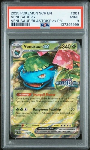 Pokemon TCG Venusaur ex 001/142 Stellar Crown Stamped Promo Card - PSA 9 MINT
