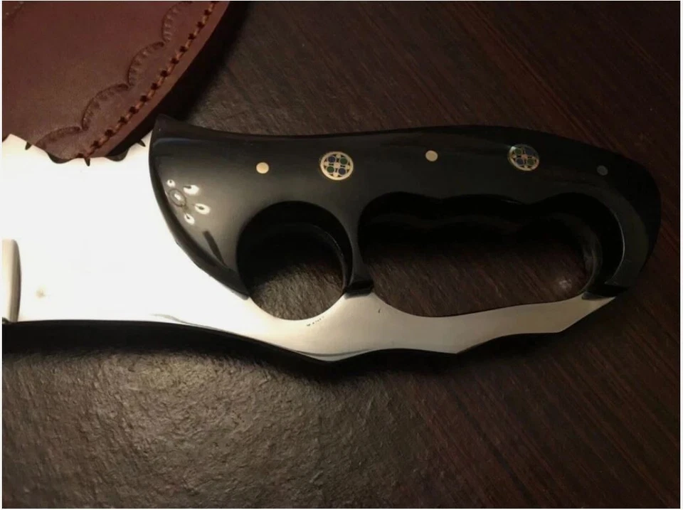 Заказной ручной работы инструмент стали фиксированное лезвие бычий рог ручки D-Guard большой нож-бабочка - Изображение 3 из 4