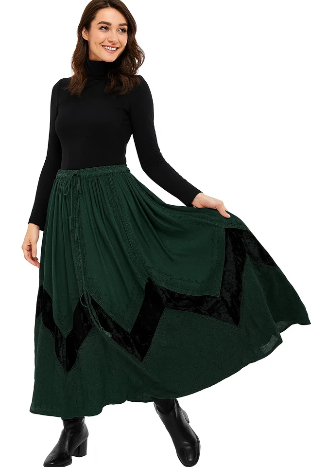Velvet skirt Full Flare Autumn Winter Pockets One Size 12 14 16 18 20 22 - Image 3 of 4